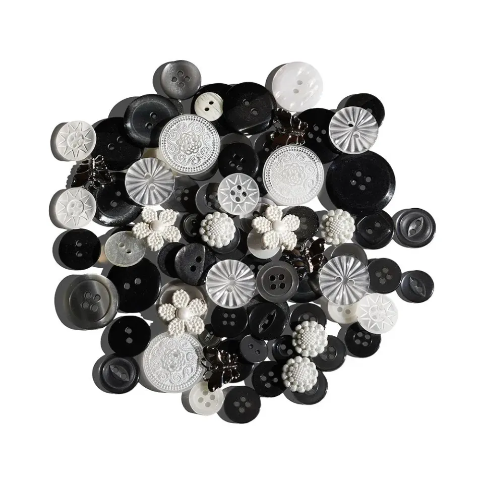 Buttons Galore Neutrality Knöpfe 100 Stück weiß-schwarz