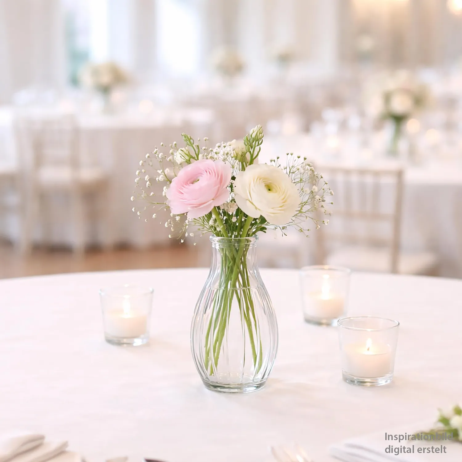 Creativery Blumenvase Glas geriffelt klar