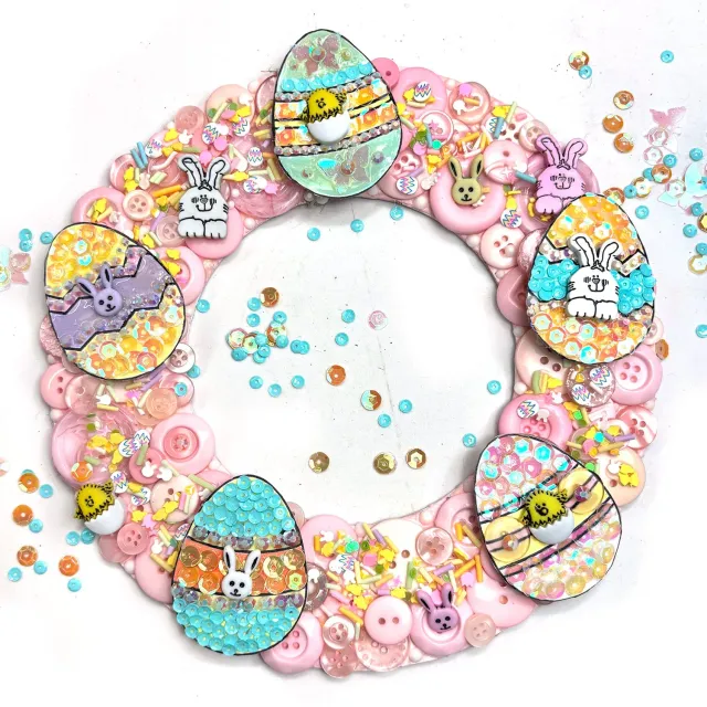 Buttons Galore Spring Wreath Bastelset 20 cm pastell
