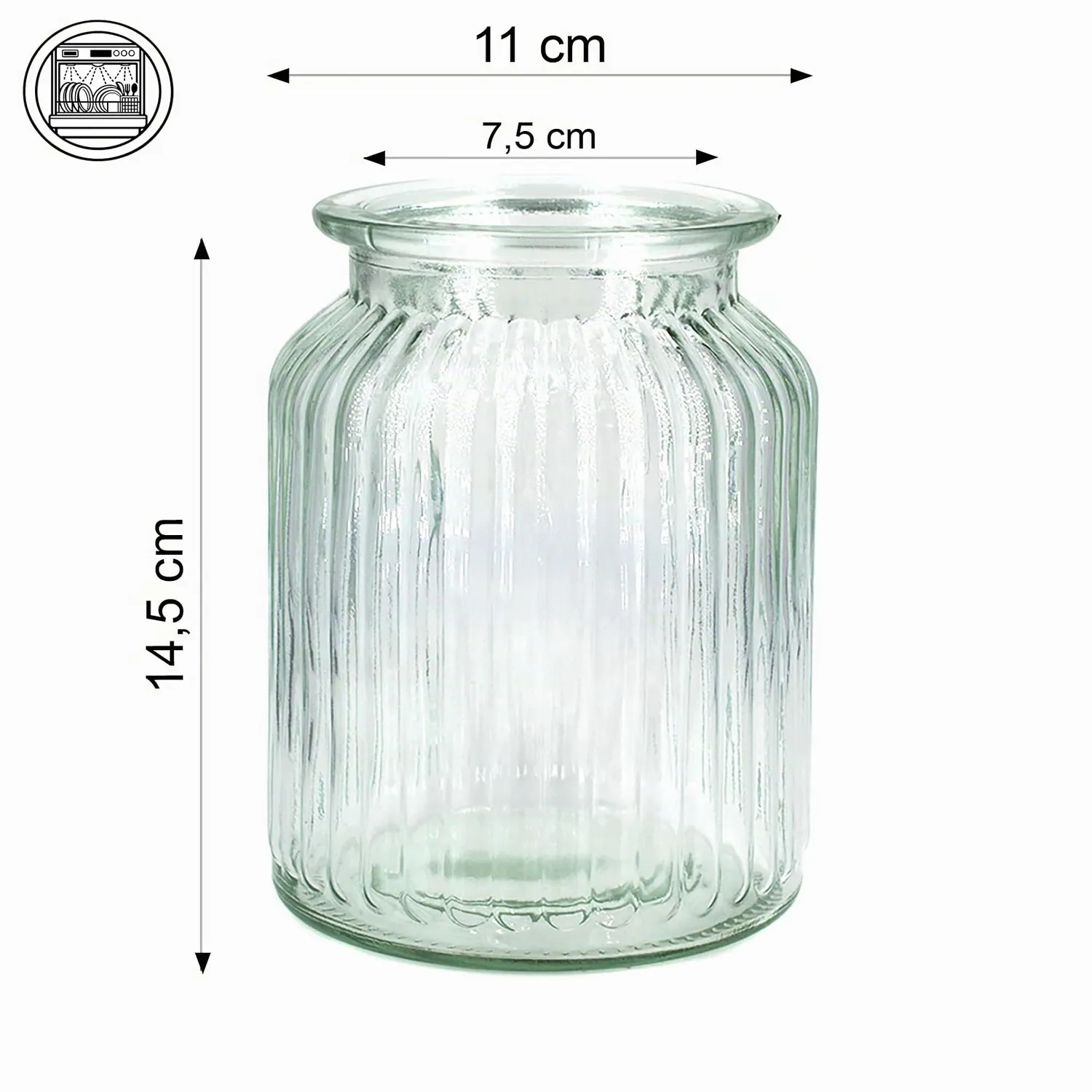 Creativery Windlichtglas Gerillt Teelichthalter 11x14,5 cm
