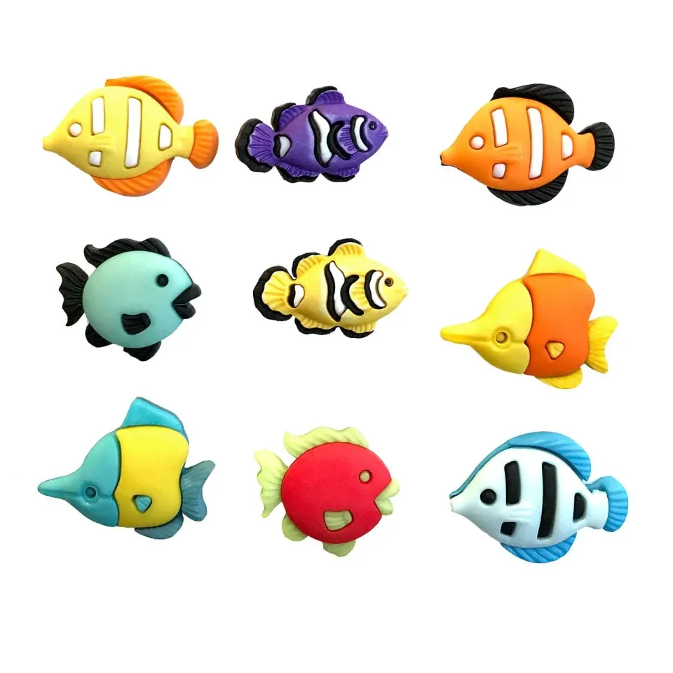 Buttons Galore Tropical Fish Knöpfe 9 Stück Fische bunt