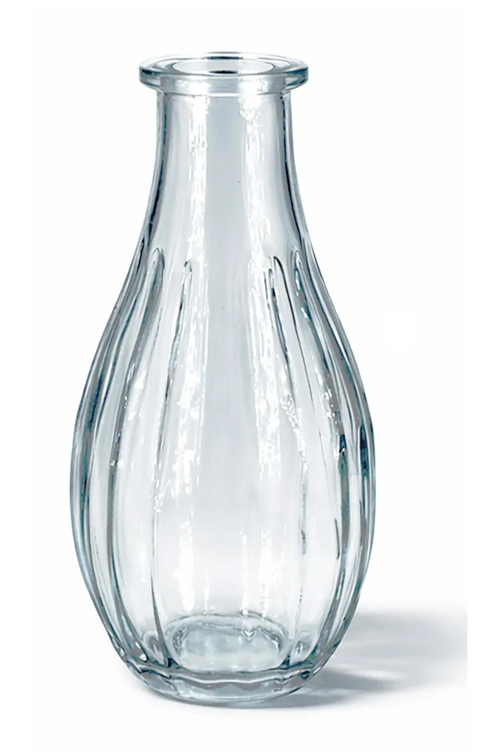 Creativery Blumenvase Glas geriffelt klar
