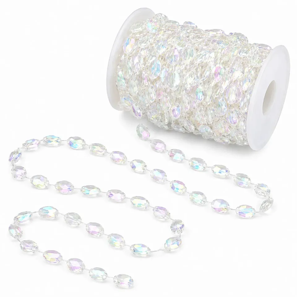 Creativery Kristallgirlande 10mm Acryl Girlande 30m Rolle