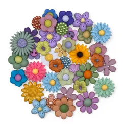 Buttons Galore Flower Button Knöpfe 75 Stück Blumen