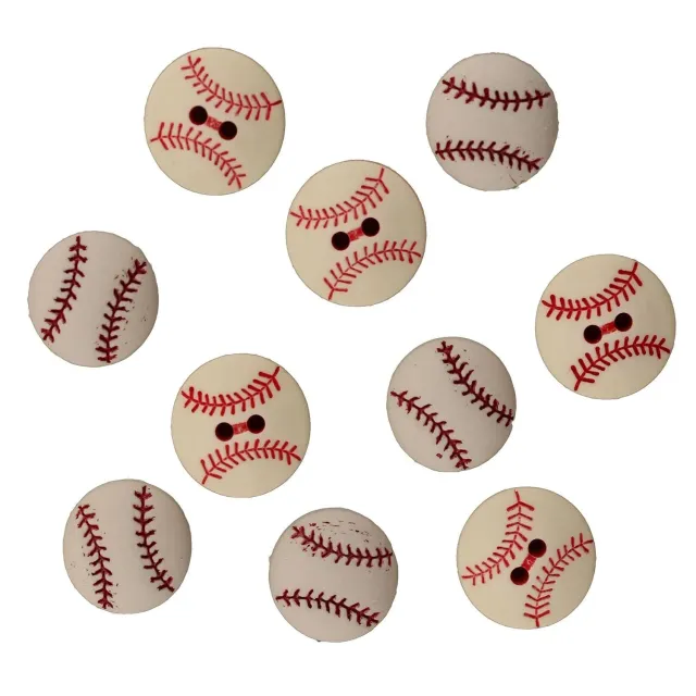 Buttons Galore Baseballs Knöpfe 10 Stück farbecht