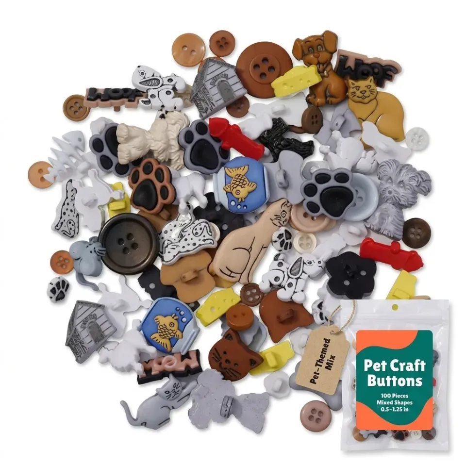 Buttons Galore Pet Button Super Value Pack Knöpfe 100 Stück 3D