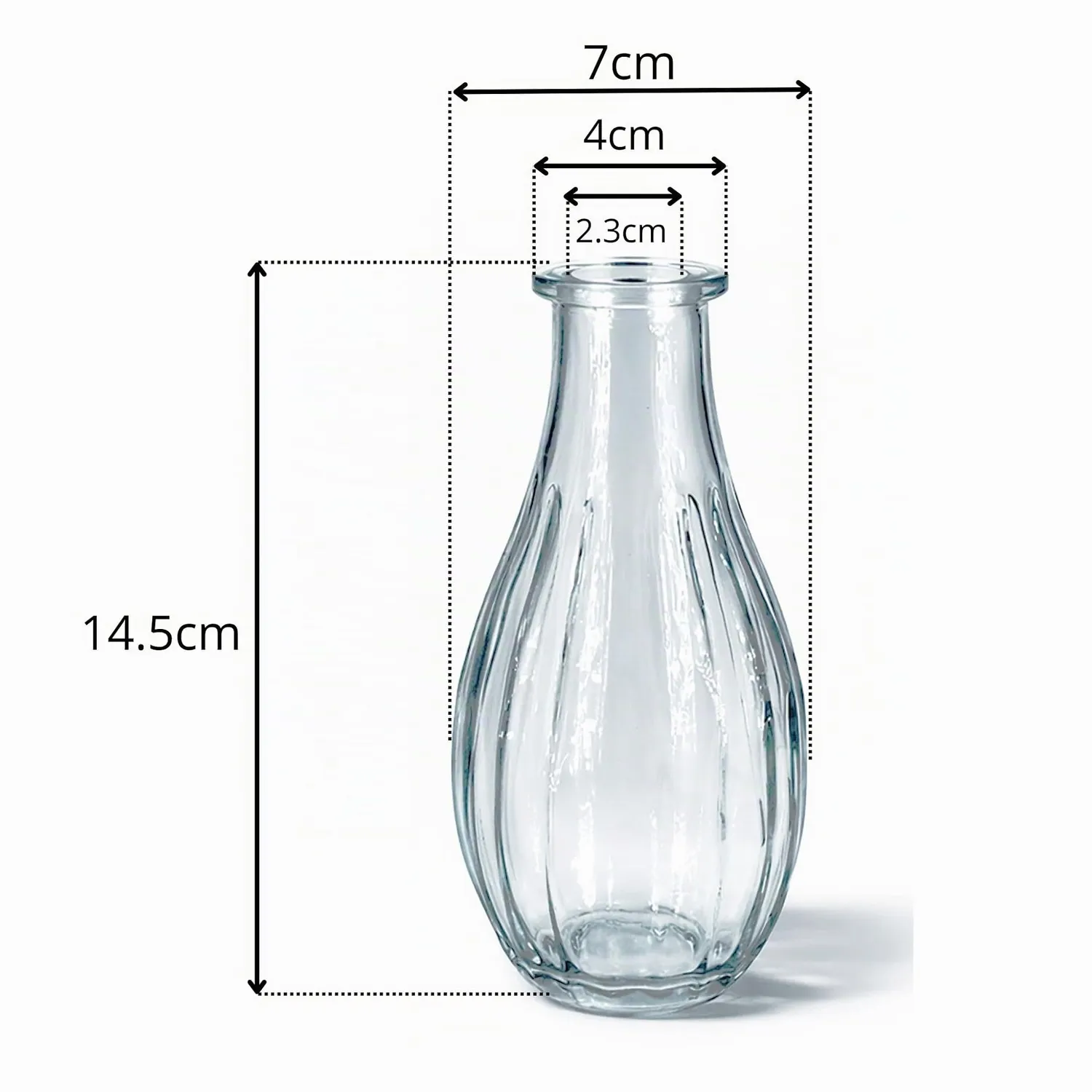 Creativery Blumenvase Glas geriffelt klar