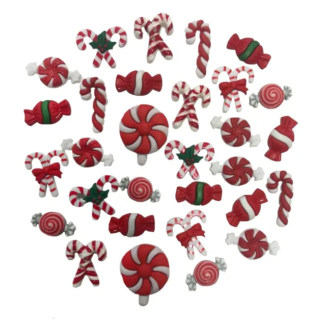 Buttons Galore Candy Cane Weihnachtsknöpfe 50 Stück zum Annähen