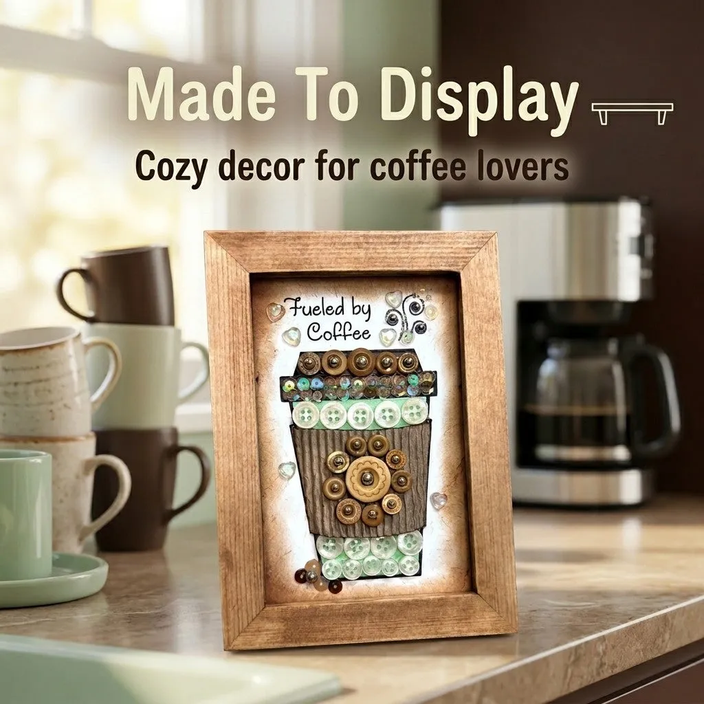 Buttons Galore Coffee Frame Bastelset 13x18 cm Holzrahmen