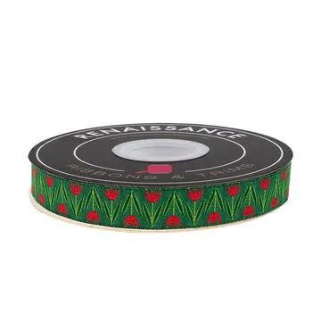Renaissance Ribbon 12 Days of Christmas Tulips Weihnachtsband 5/8 Zoll