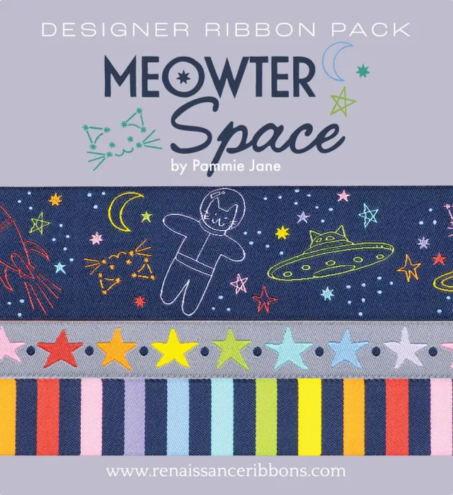 Renaissance Ribbon Meowter Space Bänder-Set 3x 1 Yard Katze