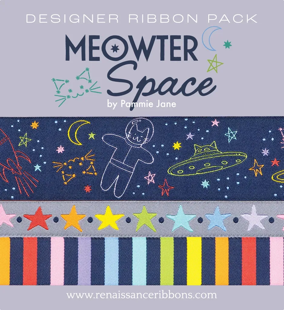 Renaissance Ribbon Meowter Space Bänder-Set 3x 1 Yard Katze