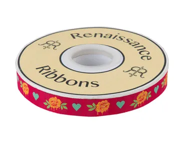 Renaissance Ribbon Curiouser Painted Roses Schleifenband 1 Yard