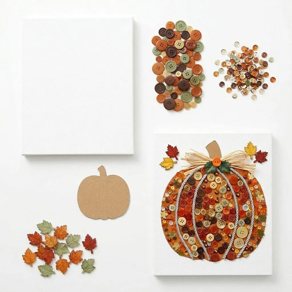 Buttons Galore Pumpkin Canvas Bastelset Herbst 8x10