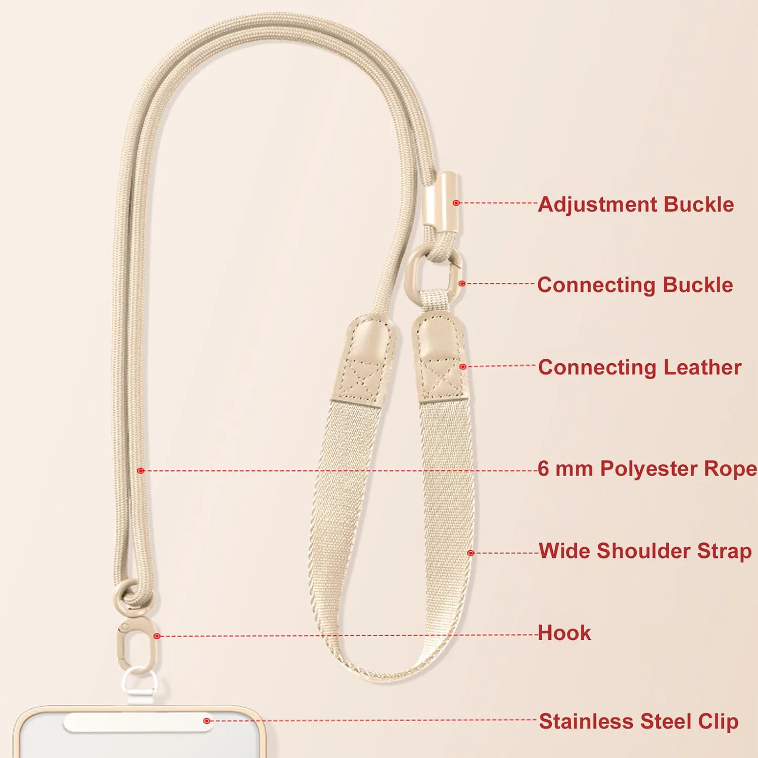 MORSUNBELA Handykette Universal verstellbar