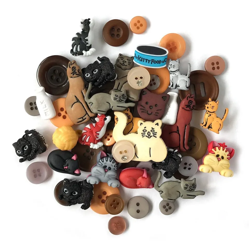 Buttons Galore Cats Knöpfe ca. 50 Stück Katzenmotive waschbar