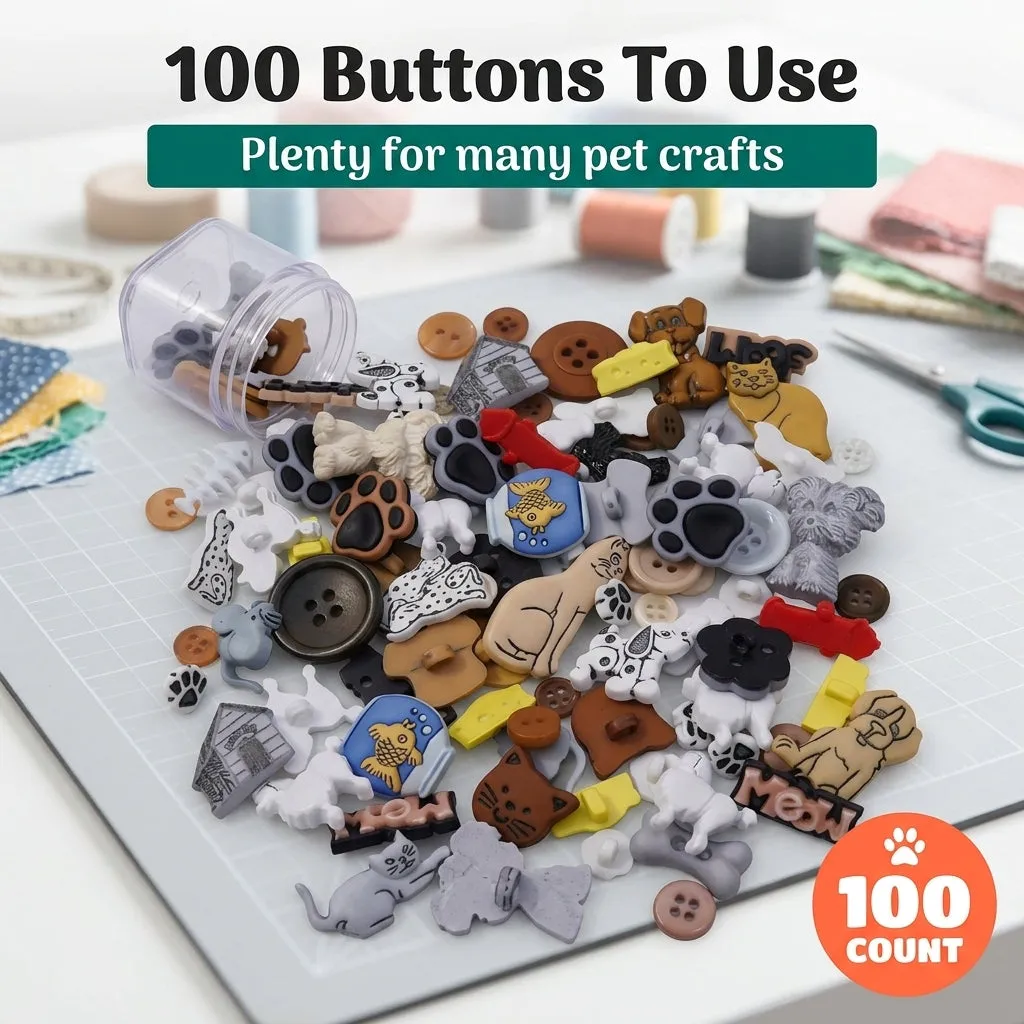 Buttons Galore Pet Button Super Value Pack Knöpfe 100 Stück 3D