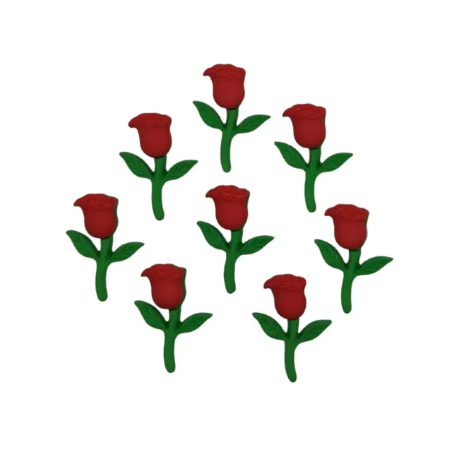 Buttons Galore Red Rose Knöpfe 8 Stück rot waschbar