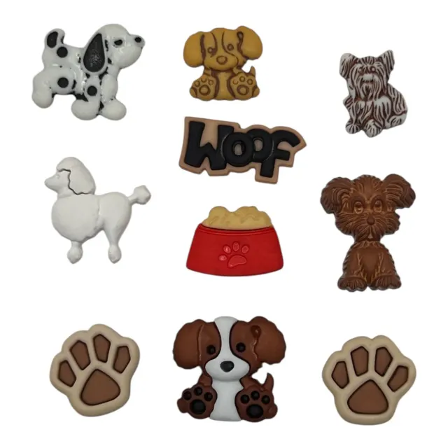 Buttons Galore Dog Hunde-Knöpfe 10 Stück waschbar