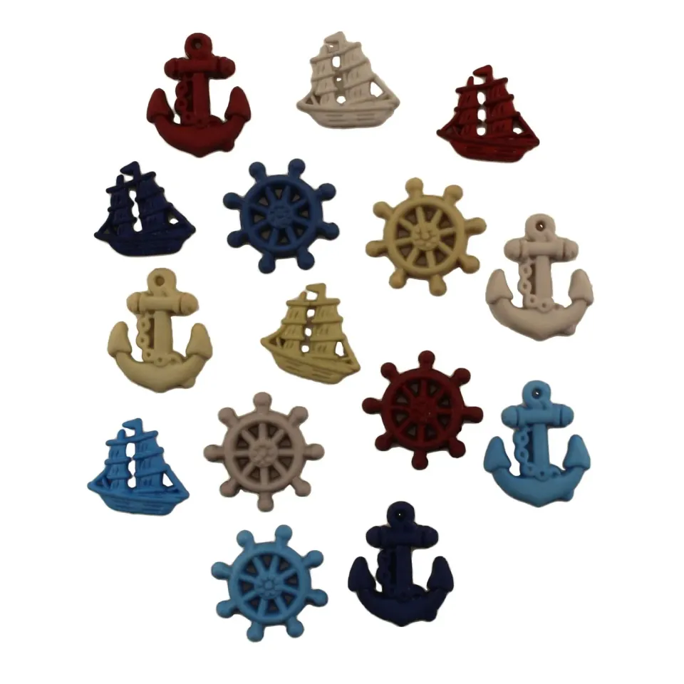 Buttons Galore Beach & Ocean Ahoy Knöpfe 15 Stück maritim