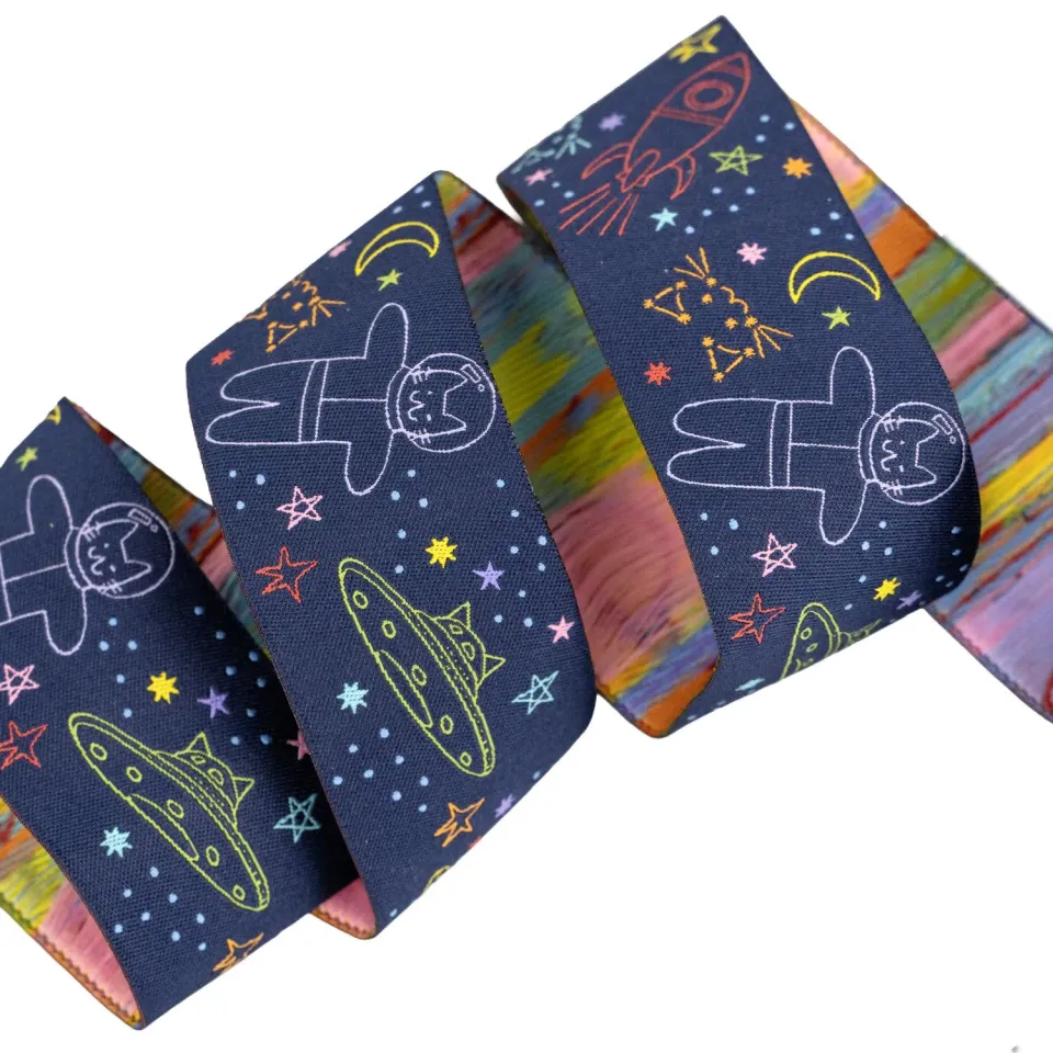 Renaissance Ribbon Meowter Space Webband Blau 1 Yard 38mm Katzen
