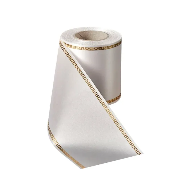 ALJO DESIGN Satin-Kranzband weiß mit Meander-Rand 25 m