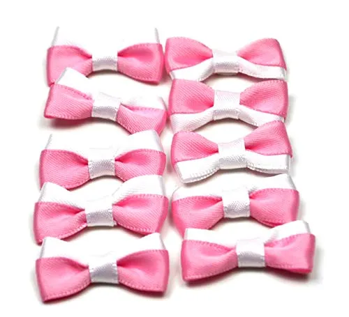 Creativery Satinschleifen Mini 3cm Weiß-Rosa 10 Stück