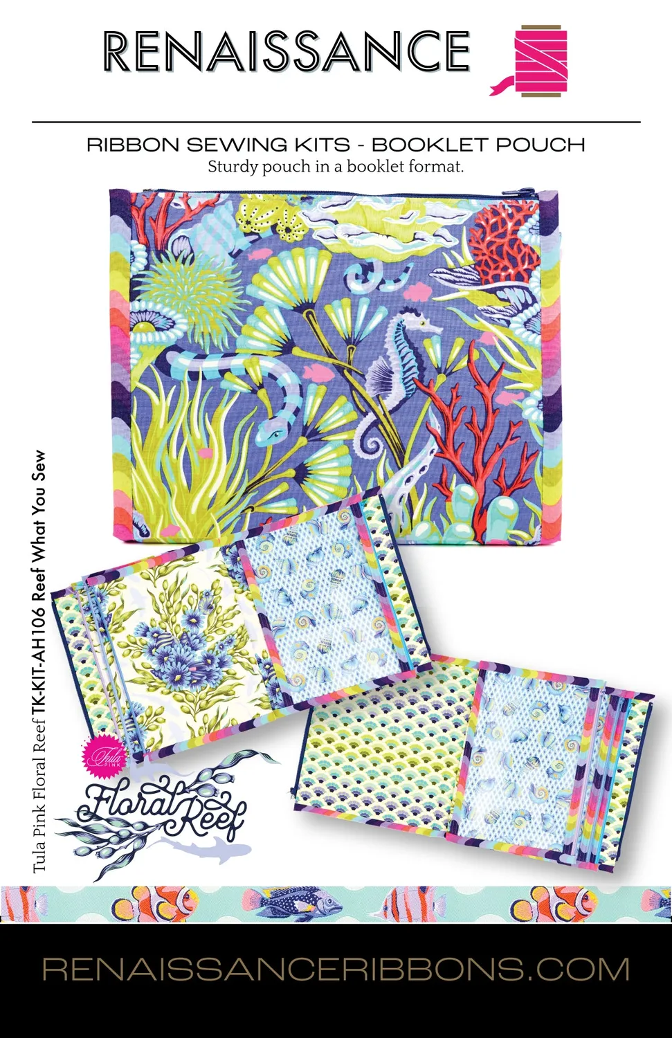 Renaissance Ribbon Booklet Pouch Nähset Groß mit Zippern