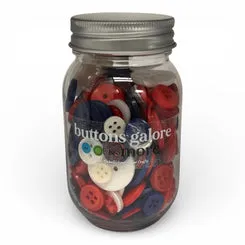 Buttons Galore America 250 Nähknöpfe Glas rot-weiß-blau