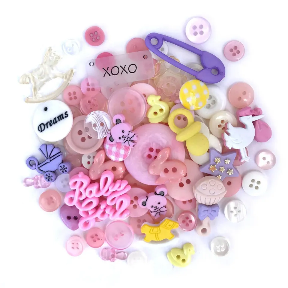 Buttons Galore Baby Girl Motivknöpfe Value Pack 50 Stück