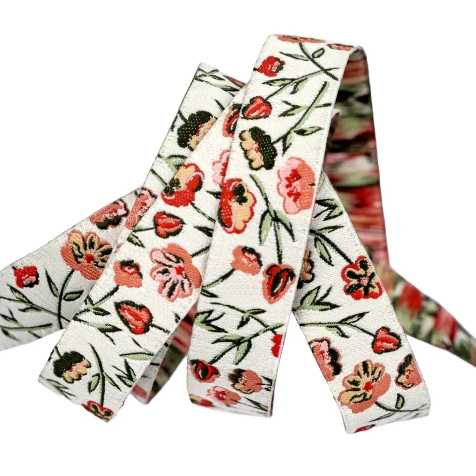 Renaissance Ribbon Spruce Tulip Time Dekorband 1 Yard Creme