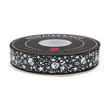 Renaissance Ribbon Witchy Ways Skelly Stars Bones Band 22mm 1 Yard Halloween