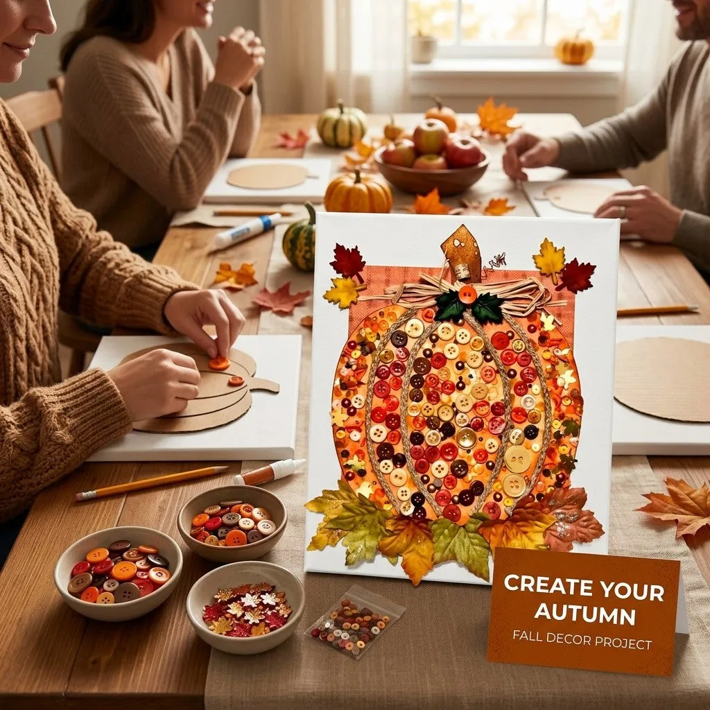 Buttons Galore Pumpkin Canvas Bastelset Herbst 8x10