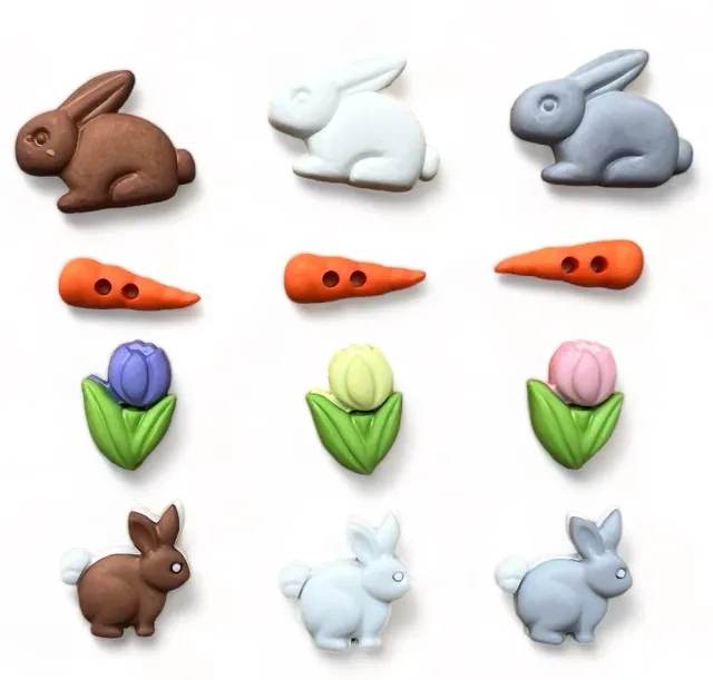 Buttons Galore Bunny Fun Bastelknöpfe 12 Stück Ostern