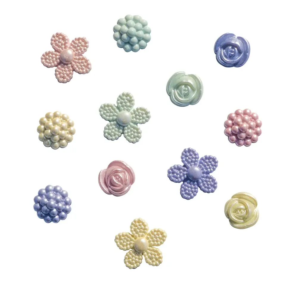 Buttons Galore Fancy Florals Blumenknöpfe 12 Stück bunt
