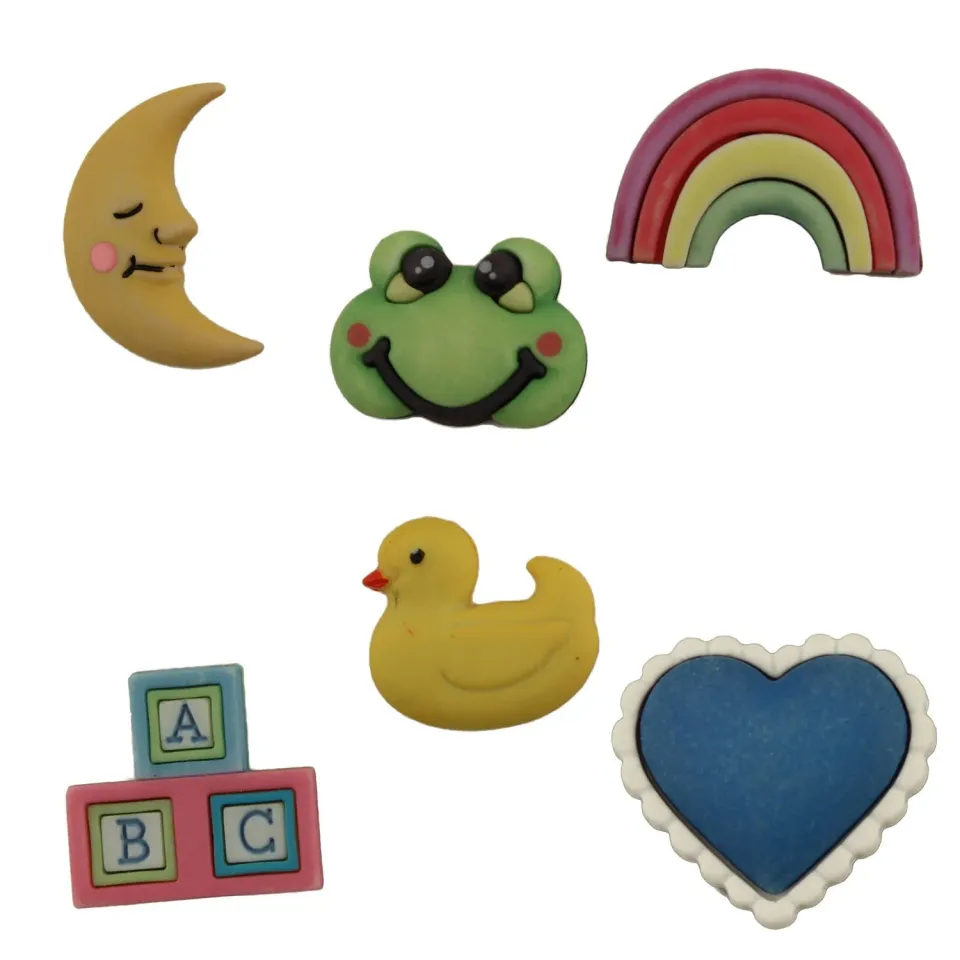 Buttons Galore Nursery Time Babyknöpfe 6 Stück 3D