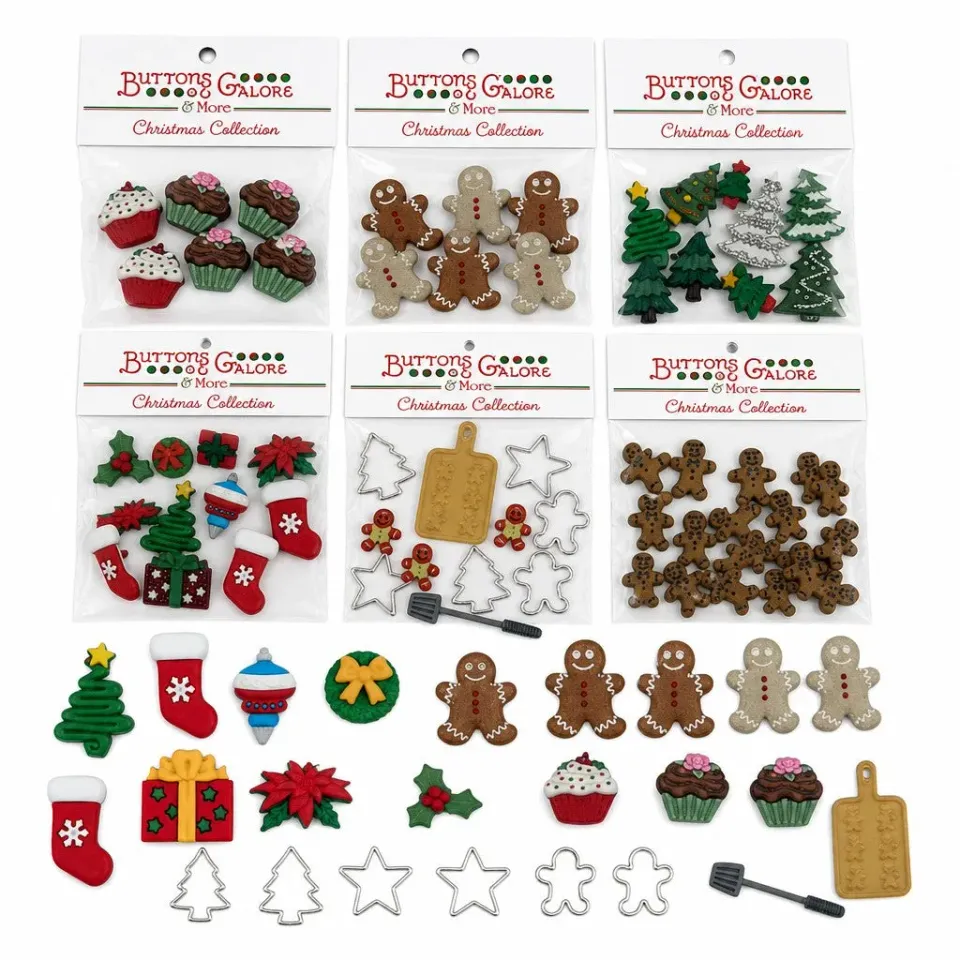 Buttons Galore Christmas Set 3 Bastelknöpfe 50er
