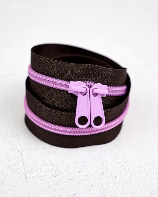 Renaissance Ribbon Velvet Violet Handtaschen-Reißverschluss teilbar