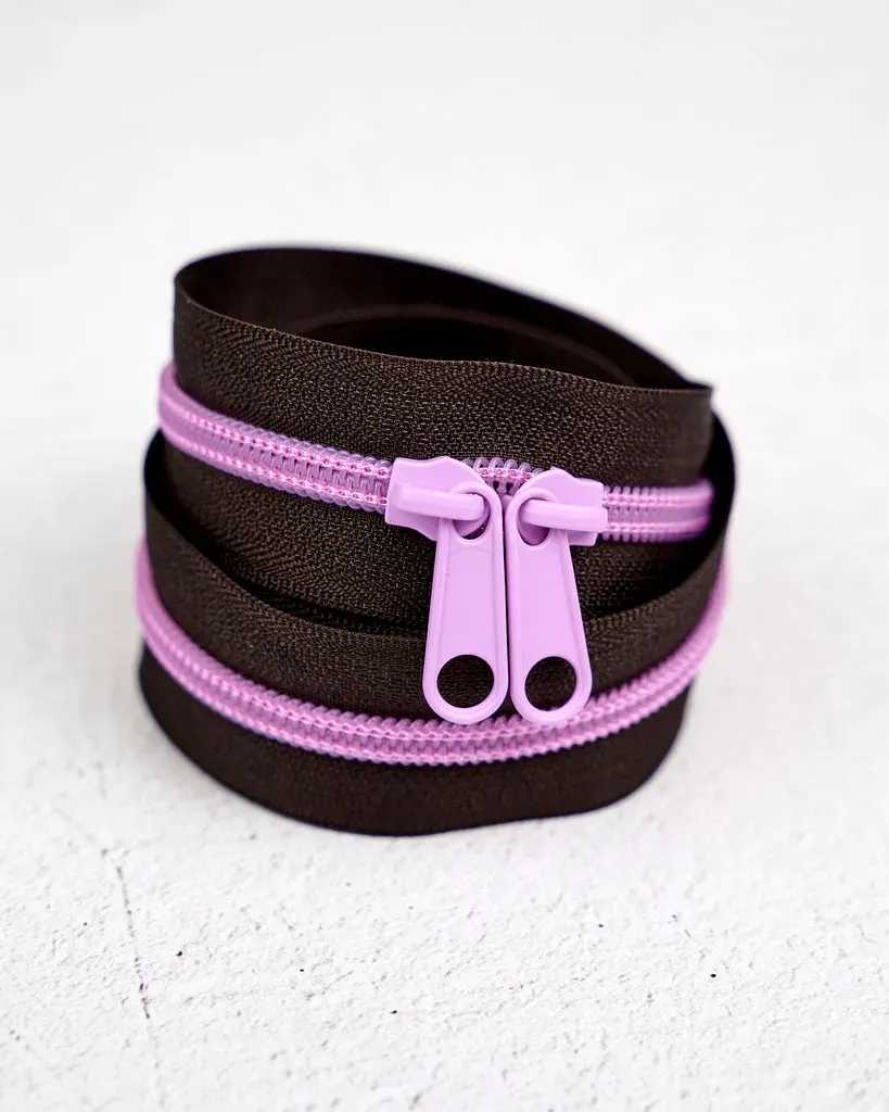 Renaissance Ribbon Velvet Violet Handtaschen-Reißverschluss teilbar