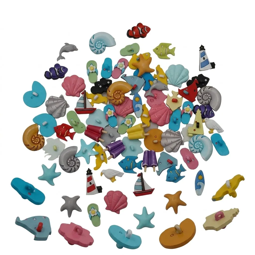 Buttons Galore Summer Nähknöpfe Sommer-Mix 50 Stück