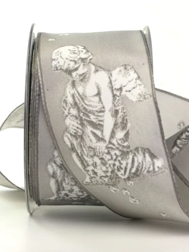 ALJO DESIGN Trauerband Michelangelos Engel Grau 70 mm 20 m
