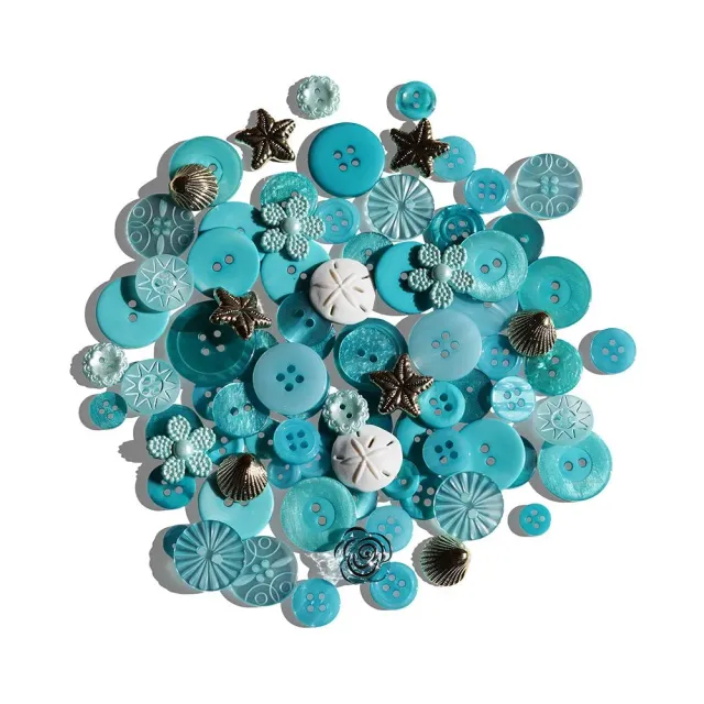 Buttons Galore Treasure Box Low Tide Knöpfe 100er blau