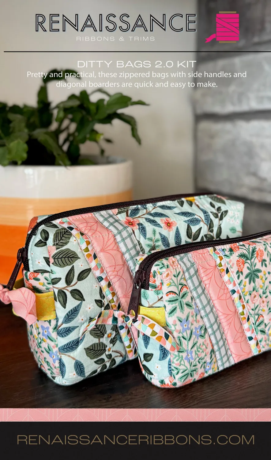 Renaissance Ribbon Ditty Bags 2.0 Nähset Baumwolle Reißverschluss