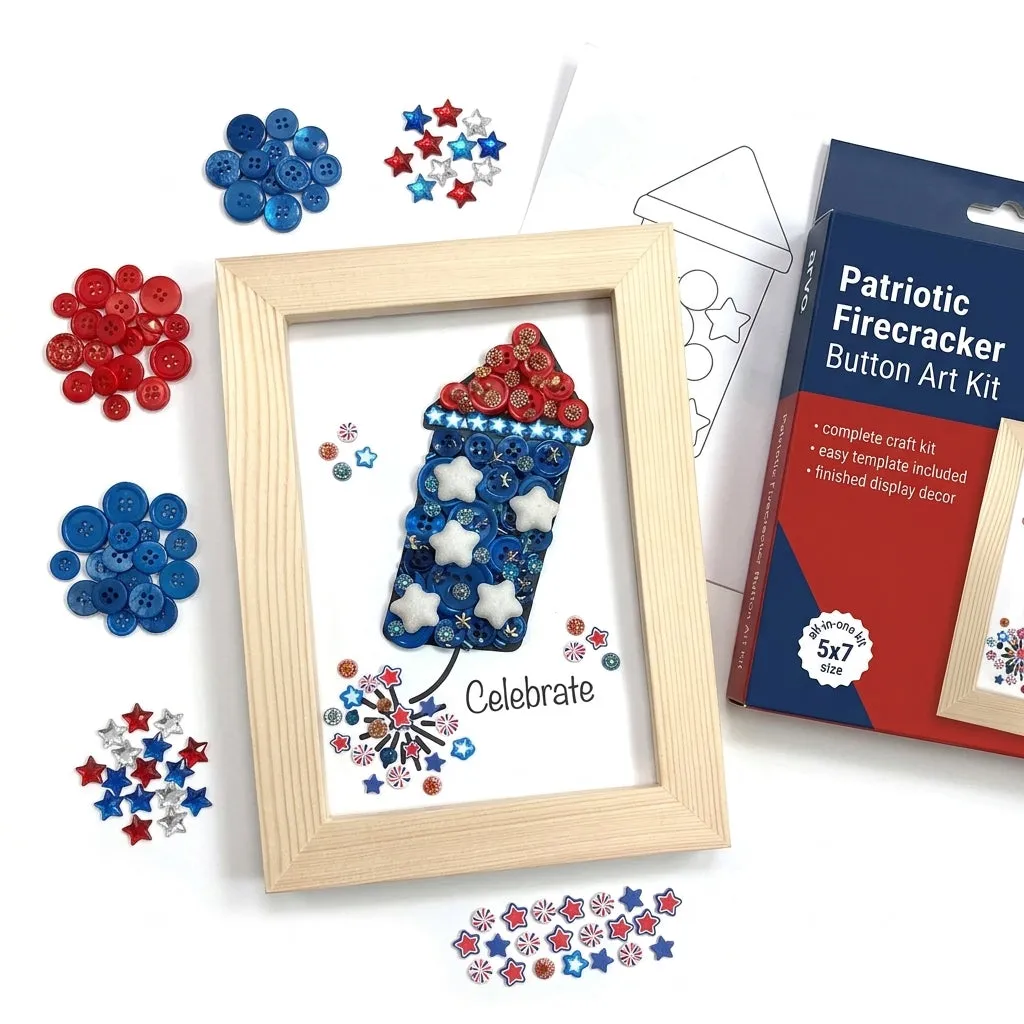 Buttons Galore Firecracker Frame Bastelset rot weiß blau