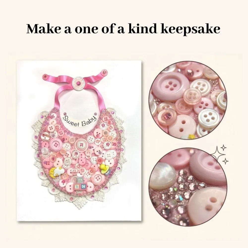 Buttons Galore Baby Bib Canvas Bastelset Rosa Babymotiv