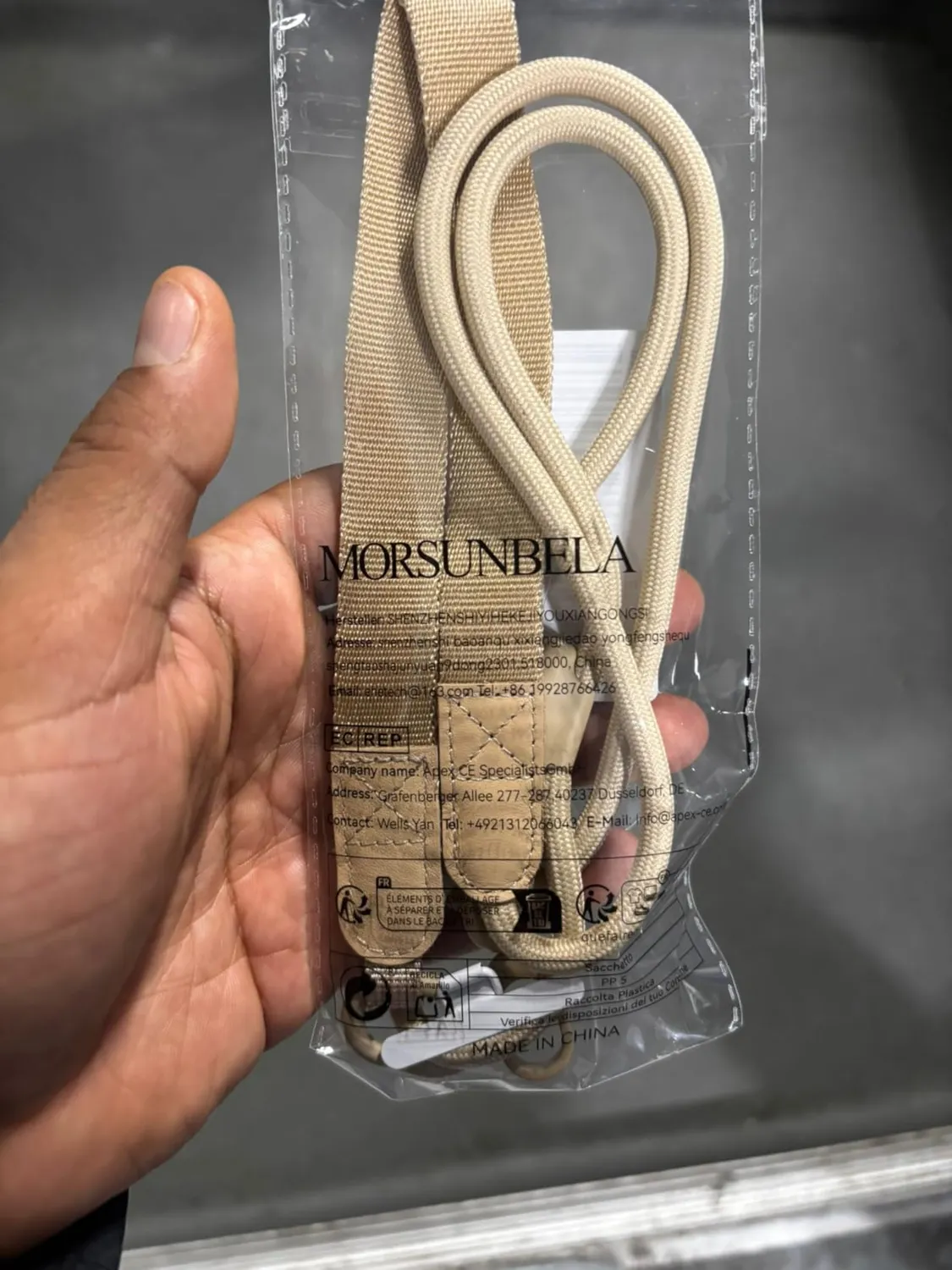 MORSUNBELA Handykette Universal Handyband beige verstellbar