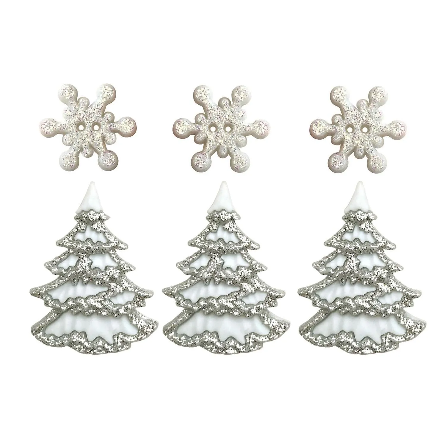 Buttons Galore White Christmas Knöpfe weiß 6 Stück Winter