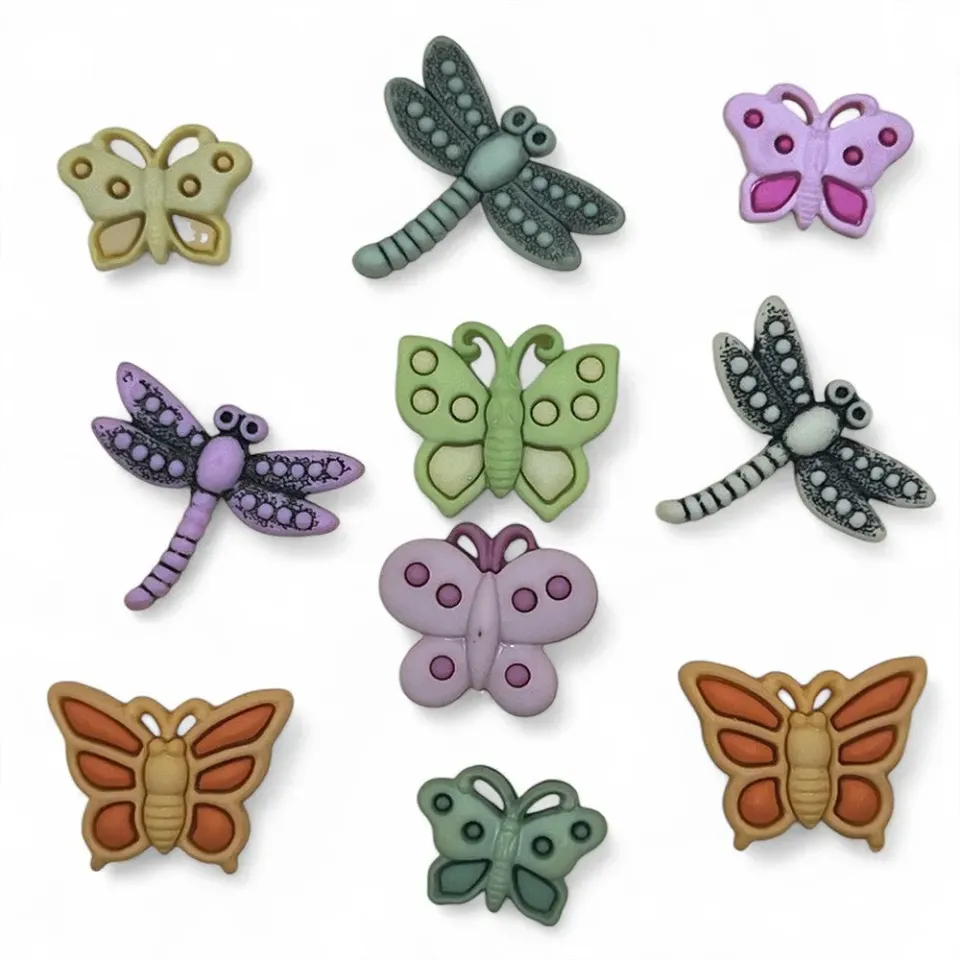 Buttons Galore Butterfly Dragonfly Nähknöpfe 10 Stück Schmetterling
