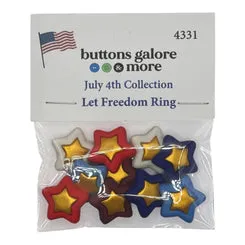 Buttons Galore Let Freedom Ring Knöpfe 10 Stück Sterne 19 mm