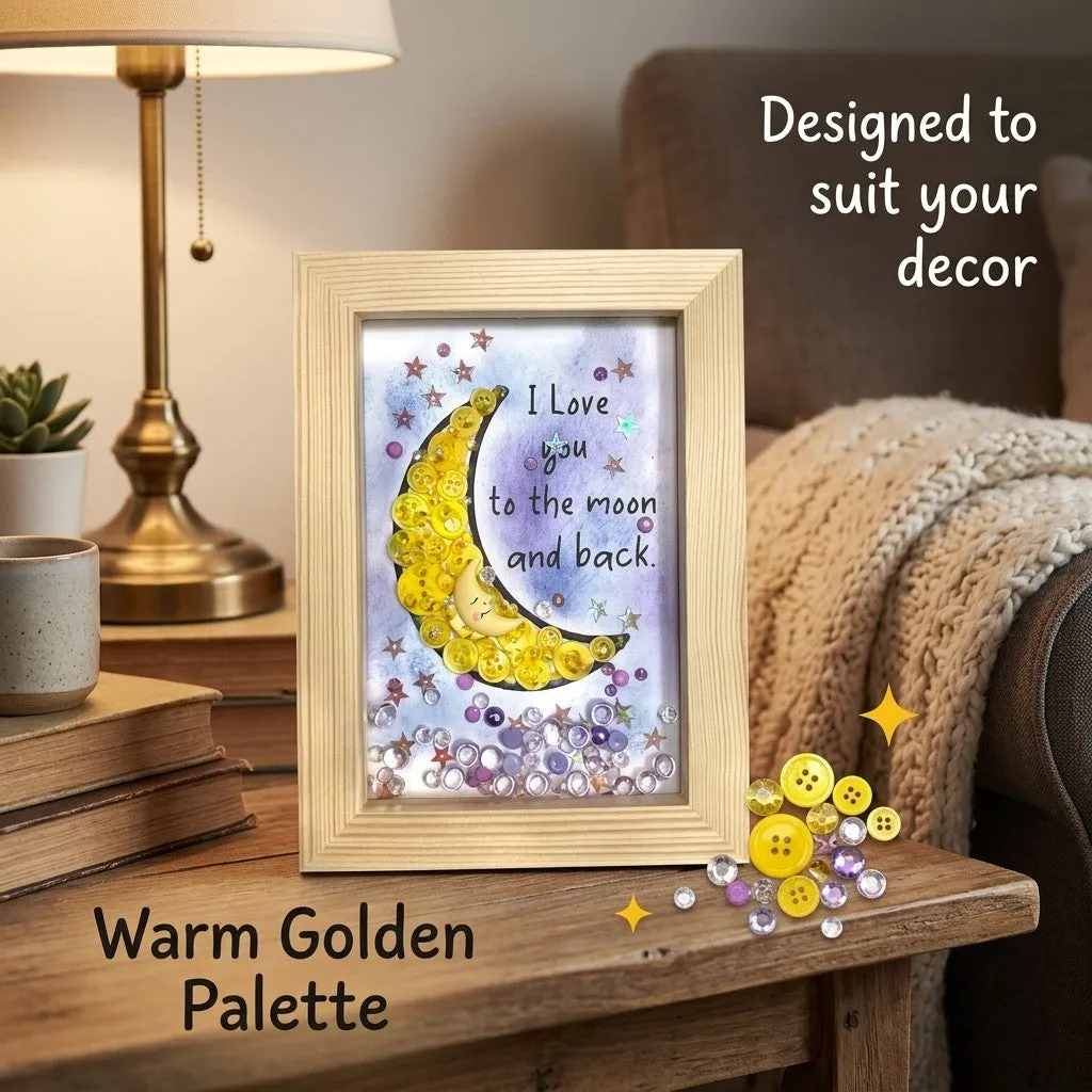Buttons Galore Love You to the Moon Bastelset Rahmen 13x18 cm